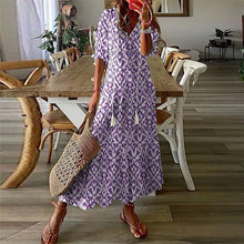 Load image into Gallery viewer, Loose V Neck Printed Long Dress