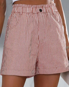 High Waist Stripe Print Shorts