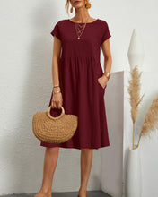 Load image into Gallery viewer, Round neck loose cotton and linen dress