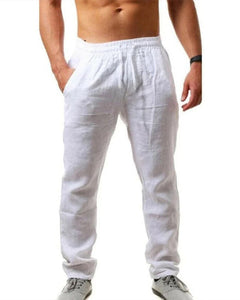 Cotton linen breathable solid color pants