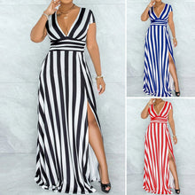 Load image into Gallery viewer, Sexy Striped High Waist Maxi Dress