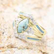 Load image into Gallery viewer, Teyou Natural Turquoise Diamond Ring
