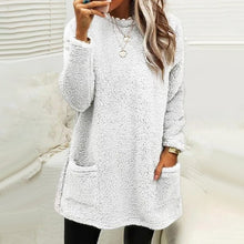Load image into Gallery viewer, Pocket Crew Neck Casual Warm Long Sleeve T-Shirt Dress