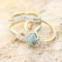 Load image into Gallery viewer, Teyou Natural Turquoise Diamond Ring