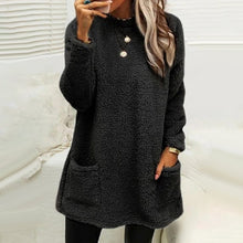 Load image into Gallery viewer, Pocket Crew Neck Casual Warm Long Sleeve T-Shirt Dress