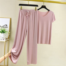 Load image into Gallery viewer, Comfortable Ice Silk Short-sleeved T-shirt Two-piece set