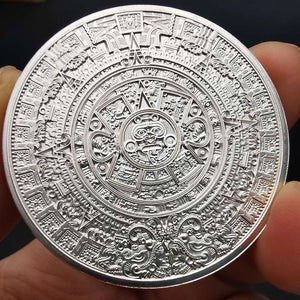 Mexican Coin - Aztec Calendar Stone, Eagle Warrior Emperor of Tenochtitlan New