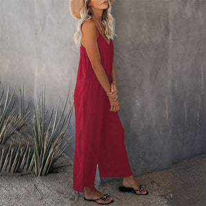 Loose Sleeveless Strap Stretchy Jumpsuit