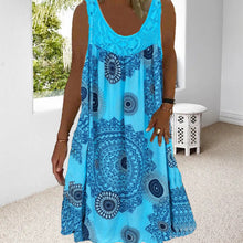 Load image into Gallery viewer, Women Summer O-Neck Sleeveless Print Dress