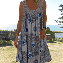Load image into Gallery viewer, Women Summer O-Neck Sleeveless Print Dress