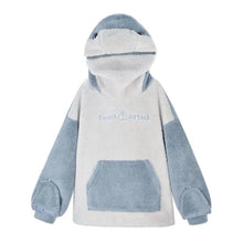 Load image into Gallery viewer, Shark Embroidery Zipper Letter Plush Hoodie