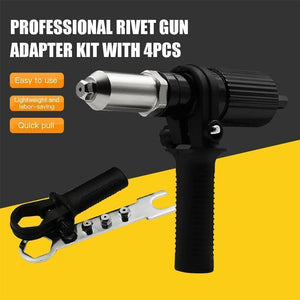 【🔥50% OFF🔥】Professional Rivet Gun Adapter Kit 🛠With 4Pcs Different Nozzle Bolts