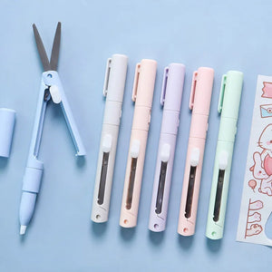 Mini Folding Pen Scissors Graving Knife for Kids