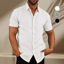 Load image into Gallery viewer, Men&#39;s Solid Color Linen Short Sleeve Button Down Shirt