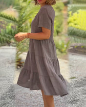 Load image into Gallery viewer, Cotton linen v-neck solid color dress