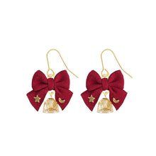 Load image into Gallery viewer, Christmas Bell Bow Earrings