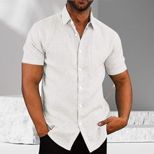 Load image into Gallery viewer, Men&#39;s Solid Color Linen Short Sleeve Button Down Shirt
