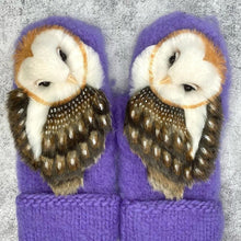Load image into Gallery viewer, Hand Knitted Wool Nordic Mittens With Owls