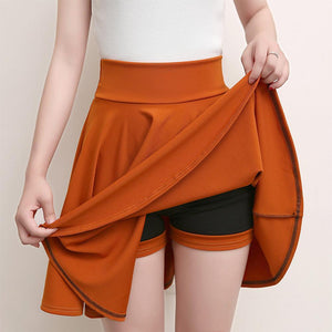 A-line Elastic Waist Pleated Shorts Skirts