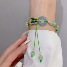 Load image into Gallery viewer, Butterfly Natural Emerald Jade Stone Bracelet