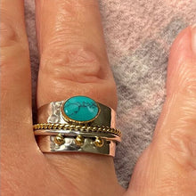 Load image into Gallery viewer, Sterling Silver Turquoise Wide Band Ring