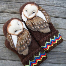 Load image into Gallery viewer, Hand Knitted Wool Nordic Mittens With Owls