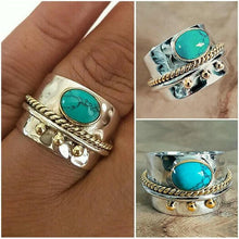Load image into Gallery viewer, Sterling Silver Turquoise Wide Band Ring