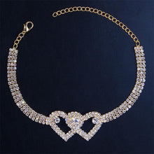 Load image into Gallery viewer, Fashion Rhinestone Double Heart Anklet