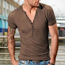 Load image into Gallery viewer, Men&#39;s Plain Henley Vacation T-shirt