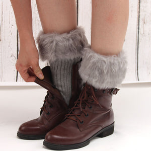 Women Fur Trim Boot Cuff Toppers Cover Leg Warmers