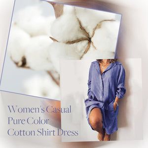 Women's Casual Pure Color Shirt Dress