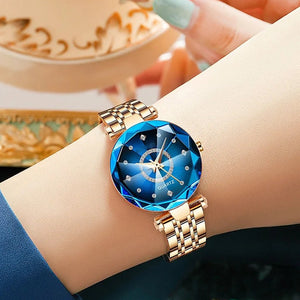Starry Diamond Dial Ladies Waterproof Watch