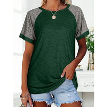 Load image into Gallery viewer, Loose Round Neck Raglan Sleeve Contrast T-shirt