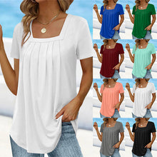 Load image into Gallery viewer, Square neck solid color short sleeve t-shirt