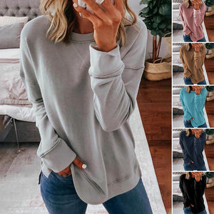 Loose Solid Color Long Sleeve T-shirt