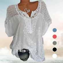 Load image into Gallery viewer, Women&#39;s Lace Embroidered Short-sleeved Bat Shirt
