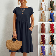 Load image into Gallery viewer, Women&#39;s Cotton Round Neck Dress