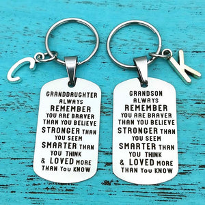 To My Grandson Granddaughter Son Daughter Gift Lettering Keychain