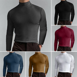 Men's high collar solid color bottoming shirt